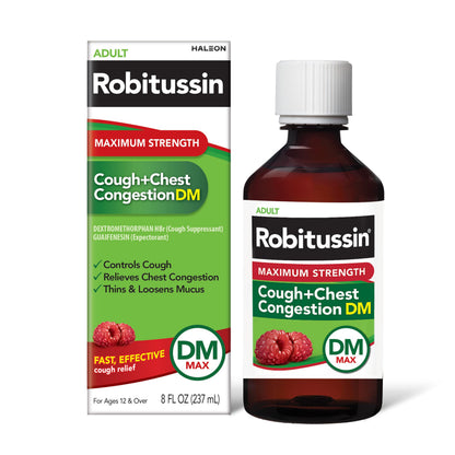 Robitussin Adult Maximum Strength Cough + Chest Congestion DM Max (8 fl. oz. Bottle), Cough Suppressant & Expectorant, Raspberry Flavor Robitussin buy supplements Au