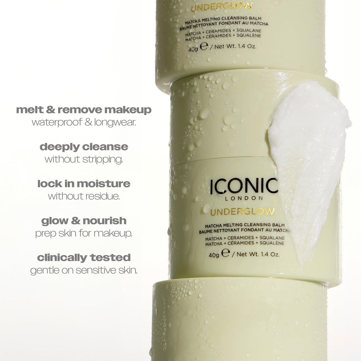 ICONIC LONDON Underglow Matcha Melting Cleansing Balm | Makeup Remover with Squalane & Ceramides for Softer, Plumper Skin | Vegan, 1.41 oz ICONIC LONDON buy supplements Au