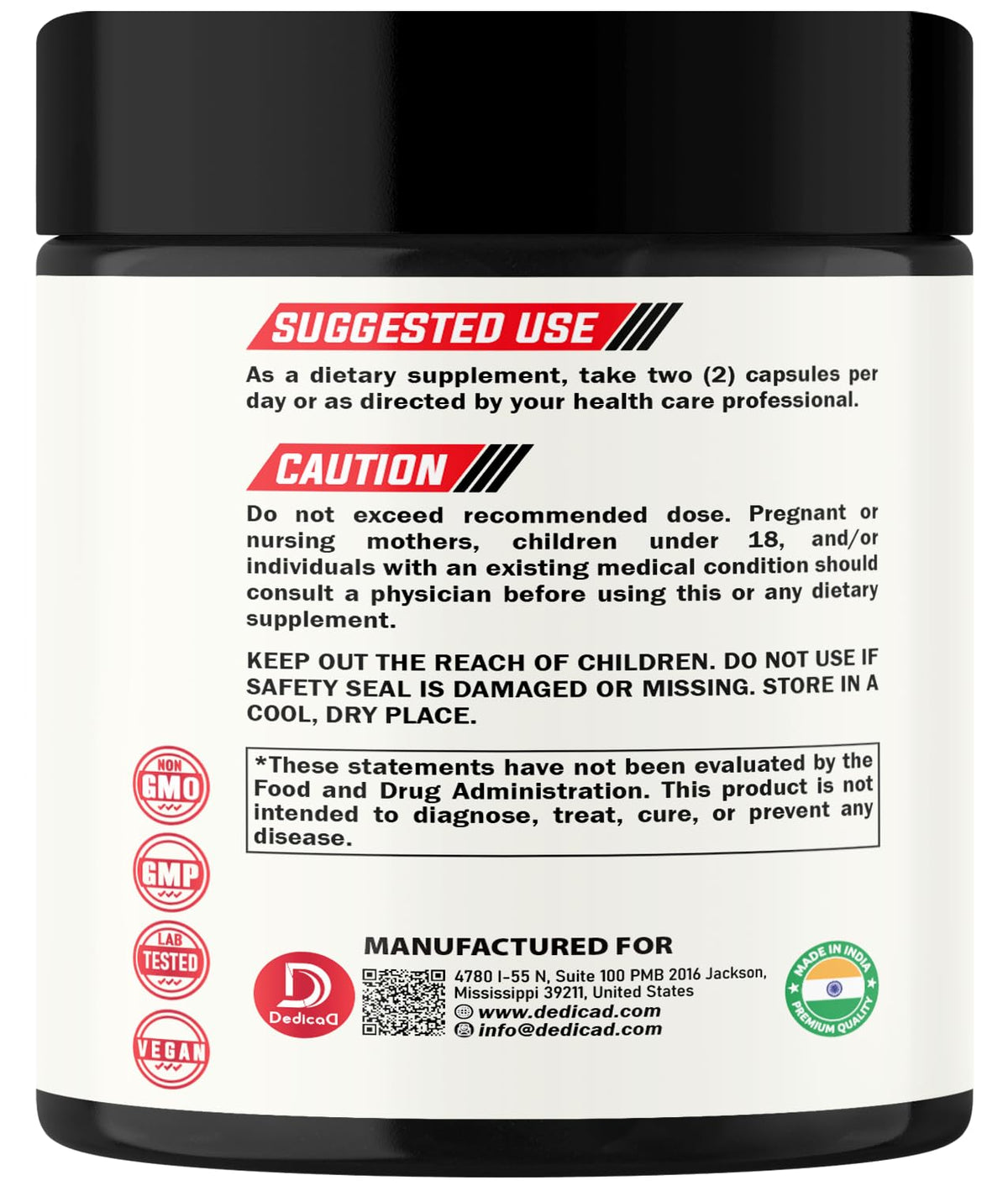 DEDICAD Wormwood Supplement - 120 Capsules Extracted from Black Walnut, Cloves, Turmeric, Apple, Berberine HCl & More - 11 Ingredients Combined for Immune System - 2-Month Supply DEDICAD buy supplements Au