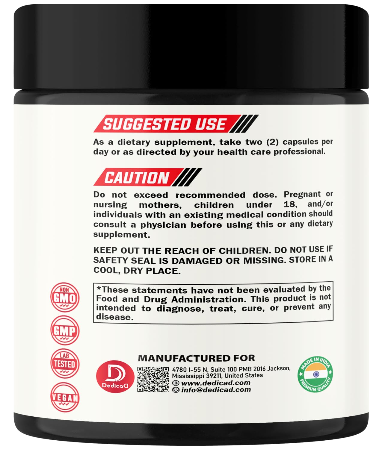 DEDICAD Wormwood Supplement - 120 Capsules Extracted from Black Walnut, Cloves, Turmeric, Apple, Berberine HCl & More - 11 Ingredients Combined for Immune System - 2-Month Supply DEDICAD buy supplements Au