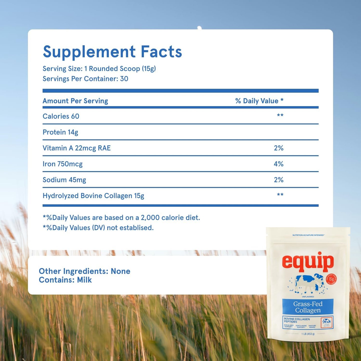 Equip Foods Prime Protein Powder Chocolate & Grass Fed Collagen Powder Unflavored