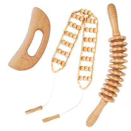 Dukucr 3Pcs Wood Therapy Massage Tools Lymphatic Drainage Massager Wooden Massager Body Sculpting Tools for Maderoterapia,Anti-Cellulite,Pain Relief(3-in-1 Massager) Dukucr buy supplements Au