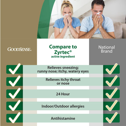 GoodSense 24 Hour Allergy Relief, Cetirizine Hydrochloride Tablets, 10 mg, Antihistamine GoodSense buy supplements Au