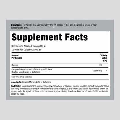 Fitness Labs German Creatine and L-Glutamine | 1.1 lbs | Monohydrate and Creapure Powder | Vegan Fitness Supplement