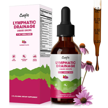 Lymphatic Drainage Supplements Drops for Immune, Lymph System Support, Cleanse & Detox, Liver Health with Echinacea,Elderberry,Cleavers Herb,Burdock, Calendula, Non-GMO, Raspberry Flavor, 2 Fl Oz Catfit buy supplements Au