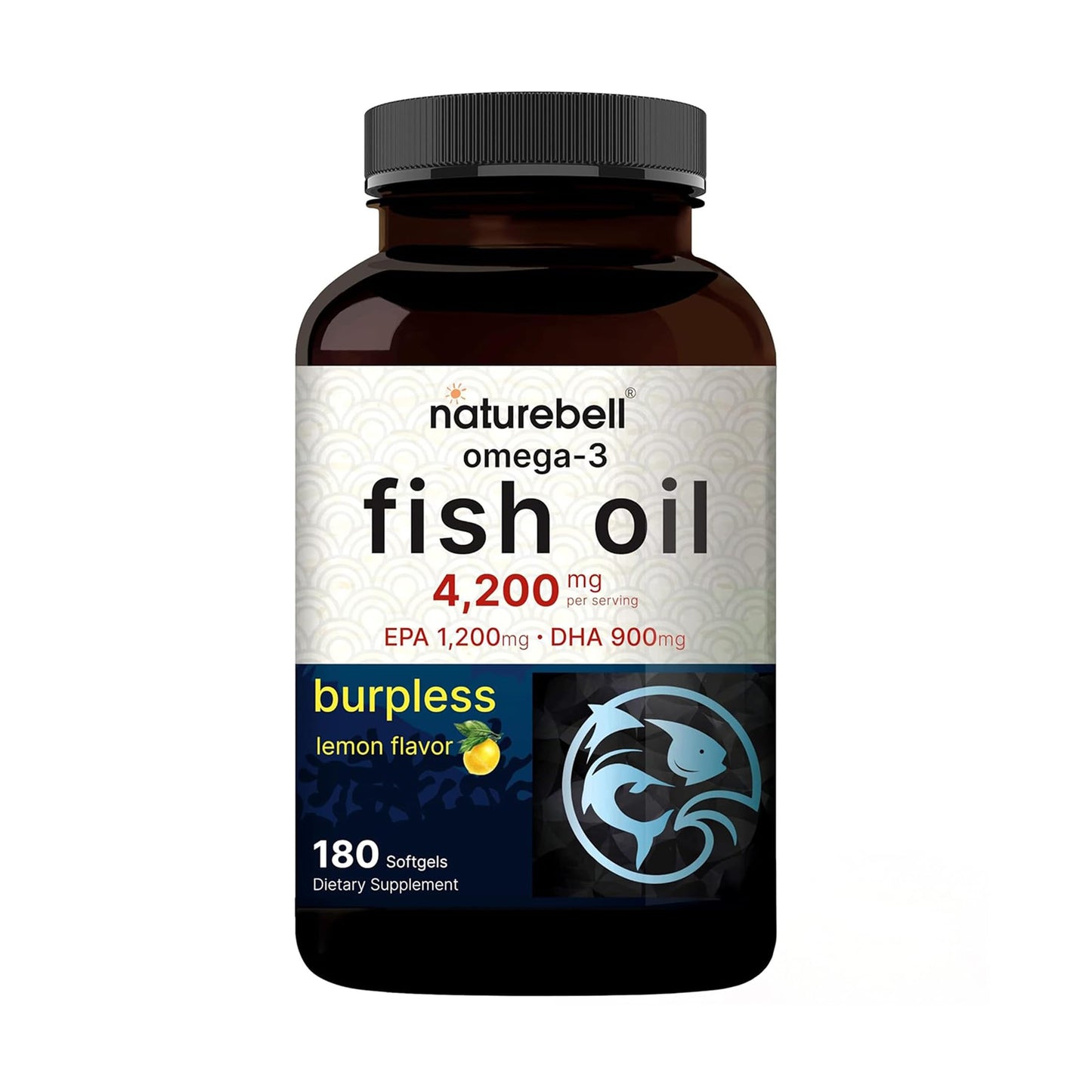 NatureBell Omega-3 Fish Oil - 180 Softgels - Support for Joint, Brain & Heart Health* - with EPA & DHA - No Burps or Fishy Aftertaste - Non-GMO & Mercury-Free Formula - Lemon Flavor NatureBell buy supplements Au