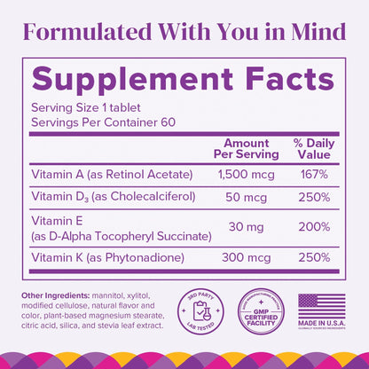 Barimelts ADEK - 60 Fast-Dissolving Tablets (2-Month Supply) - Sugar-Free Bariatric Vitamins for Women Including Vitamin A, Vitamin D, Vitamin E & Vitamin K, Natural Strawberry Flavor BariMelts buy supplements Au