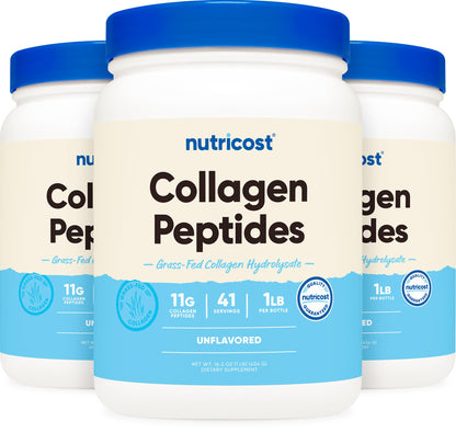 Nutricost Collagen Peptides Powder 1LB (454 G) - Grass Fed Bovine Collagen Hydrolysate (Unflavored)