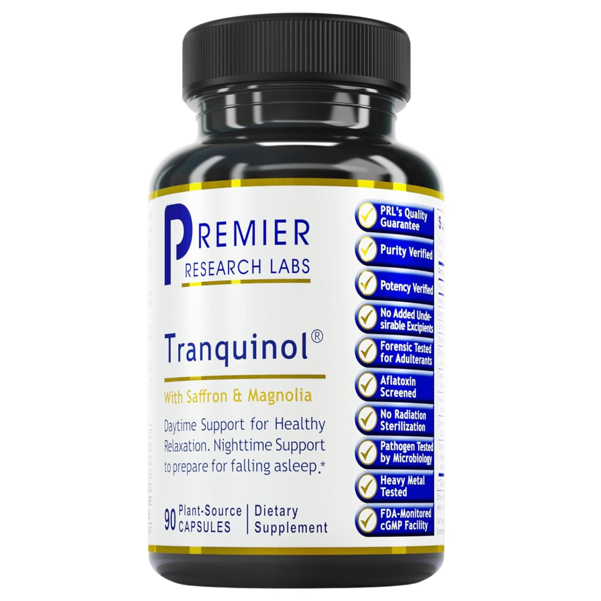 Premier Research Labs Tranquinol - Natural Sleep Aid Supplement for Deep Sleep Support and Calm Mind | Magnesium, Turmeric, Lemon Balm & Saffron Extract - Pure Vegan - 90 Plant-Source Capsules Premier Research LabsBuy Supplements Australia