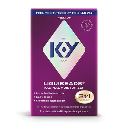 K-Y Liquibeads Vaginal Moisturizer for Women, Silicone Lube Vaginal Suppository, Vaginal Lubricant Helps Reduce Pain Due to Vaginal Dryness, 6 Vaginal Suppositories & 6 Vaginal Applicators K-Y buy supplements Au