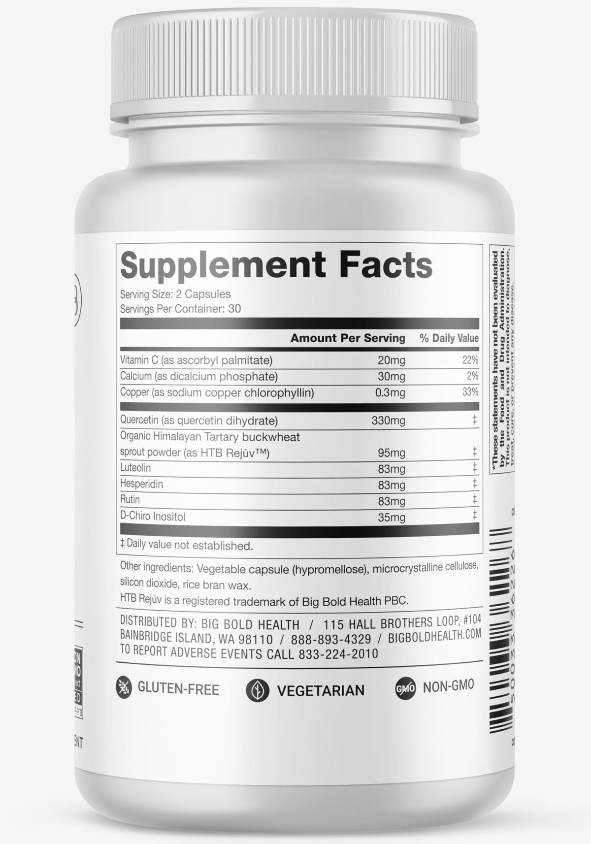 BIG BOLD HEALTH HTB Immune Rejuvenate - Polyphenols Supplement for Immune Support with Himalayan Tartary Buckwheat - Gluten Free, Dairy Free, Non-GMO Formula - 60 Vegetarian Capsules BIG BOLD HEALTHBuy Supplements Australia