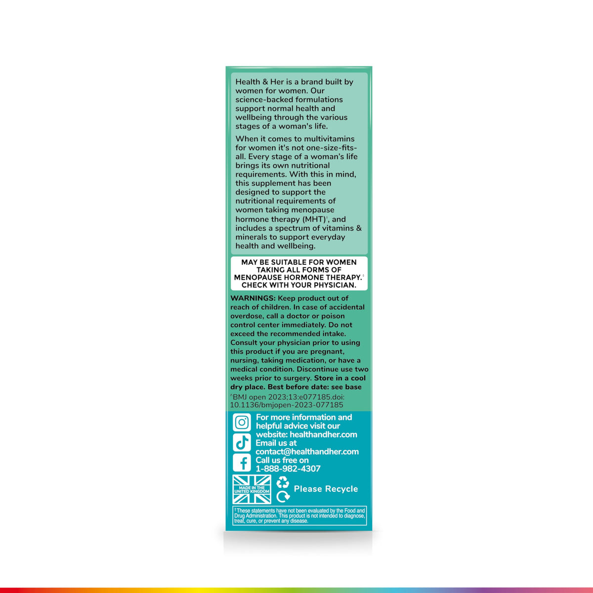 Health & Her Multivitamin for Women Taking Menopause Hormone Therapy (MHT/HRT) - Supplements for Women - Nutrition and Wellbeing Support - 1 Month Supply, 60 Tablets - Vegan & Gluten Free Health and Her buy supplements Au