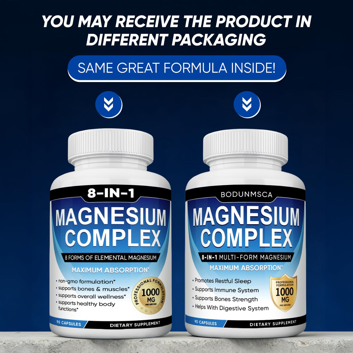 Magnesium Complex, 8 in 1, 1000mg-Glycinate, Citrate, Malate for Easy Absorption, Full Spectrum Magnesium Complex,Supports Relaxation, Sleep & Muscle Function, Magnesio Complex for Women, 180 Capsules BODUNMSCA buy supplements Au