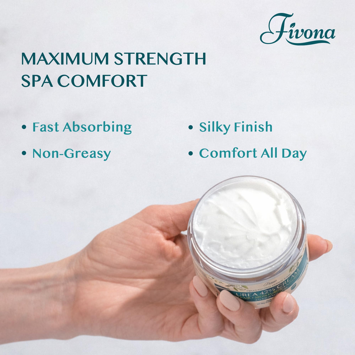 FIVONA 42% Urea Foot Cream for Thick, Rough Dry Skin - Maximum Strength Callus Softening with 2% Salicylic Acid, Tea Tree & Aloe Vera, 100g (3.5 oz) - Deep Moisturizing Foot Care
