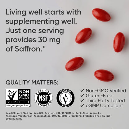 Sports Research® Pure Saffron Supplement, 30 mg - Mood & Stress Support - Made w/Affron® Saffron Extract - Vegan Certified · Non-GMO · Gluten Free – 60 Veggie Softgels Sports Research buy supplements Au