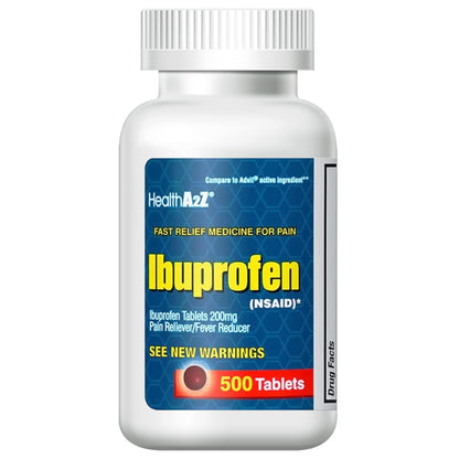 HealthA2Z® Ibuprofen 200mg, NSAID, Pain Reliever, Fever Reducer, Headache, Body Aches, Back Pain, Arthritis, Menstrual Cramps, 500 Caplets HealthA2Z buy supplements Au