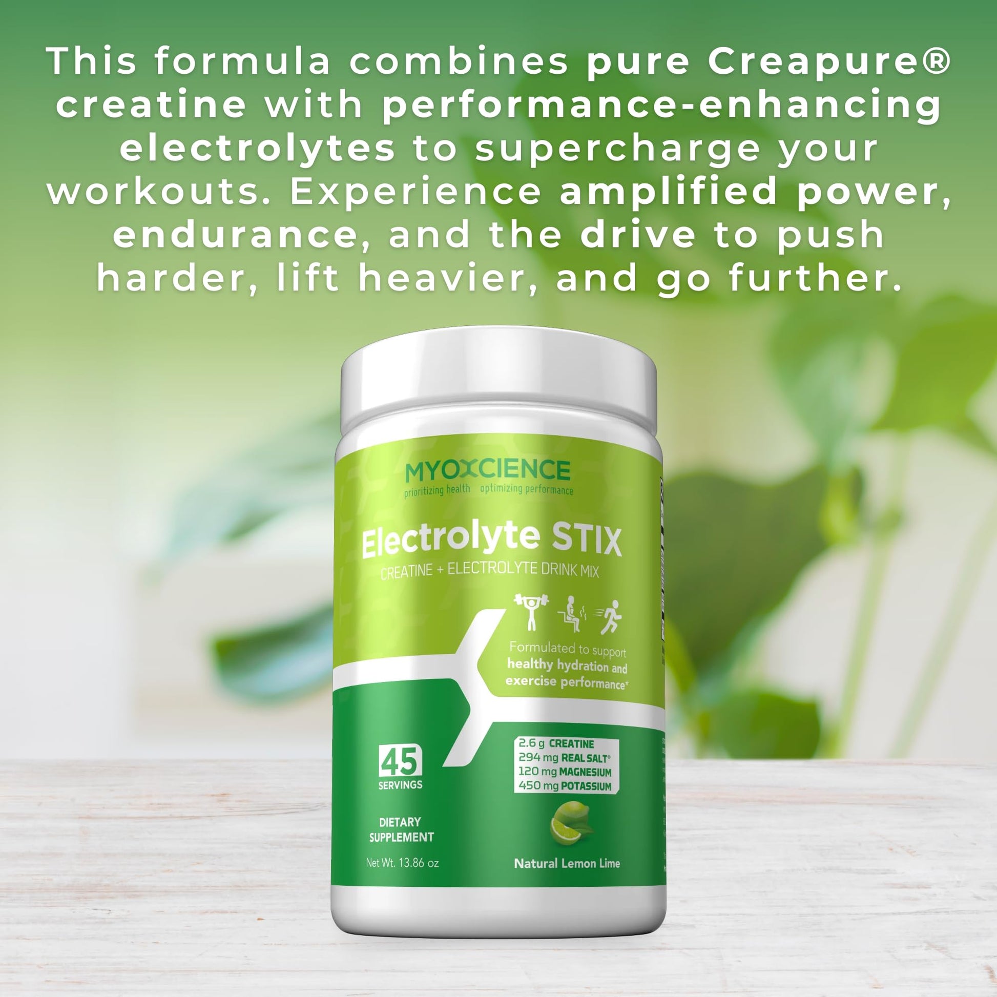 MYOXCIENCE Electrolyte STIX | Creatine Electrolyte Powder | Recovery from Exercise & Muscle Development w/Real Salt (Lemon Lime Flavor) (Jar 45 ct) MYOXCIENCE buy supplements Au