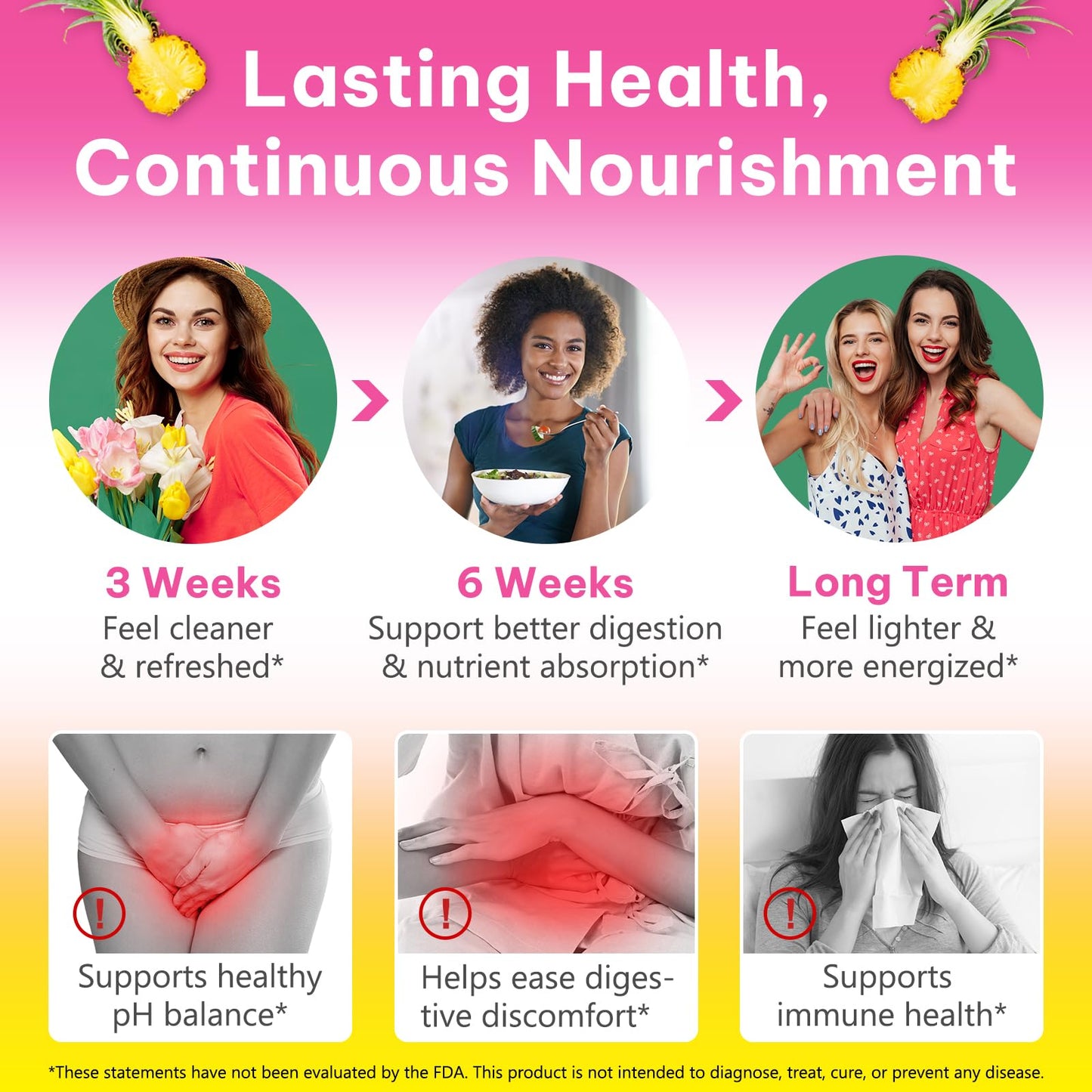 WeiWeiLa Feminine Probiotics Gummies for Women Probiotic Gummies with Slippery Elm | Natural Pineapple Flavor | Supports Feminine pH Balance & Comfort | 60 Vegan Gummie for Daily Wellness WeiWeiLaBuy Supplements Australia