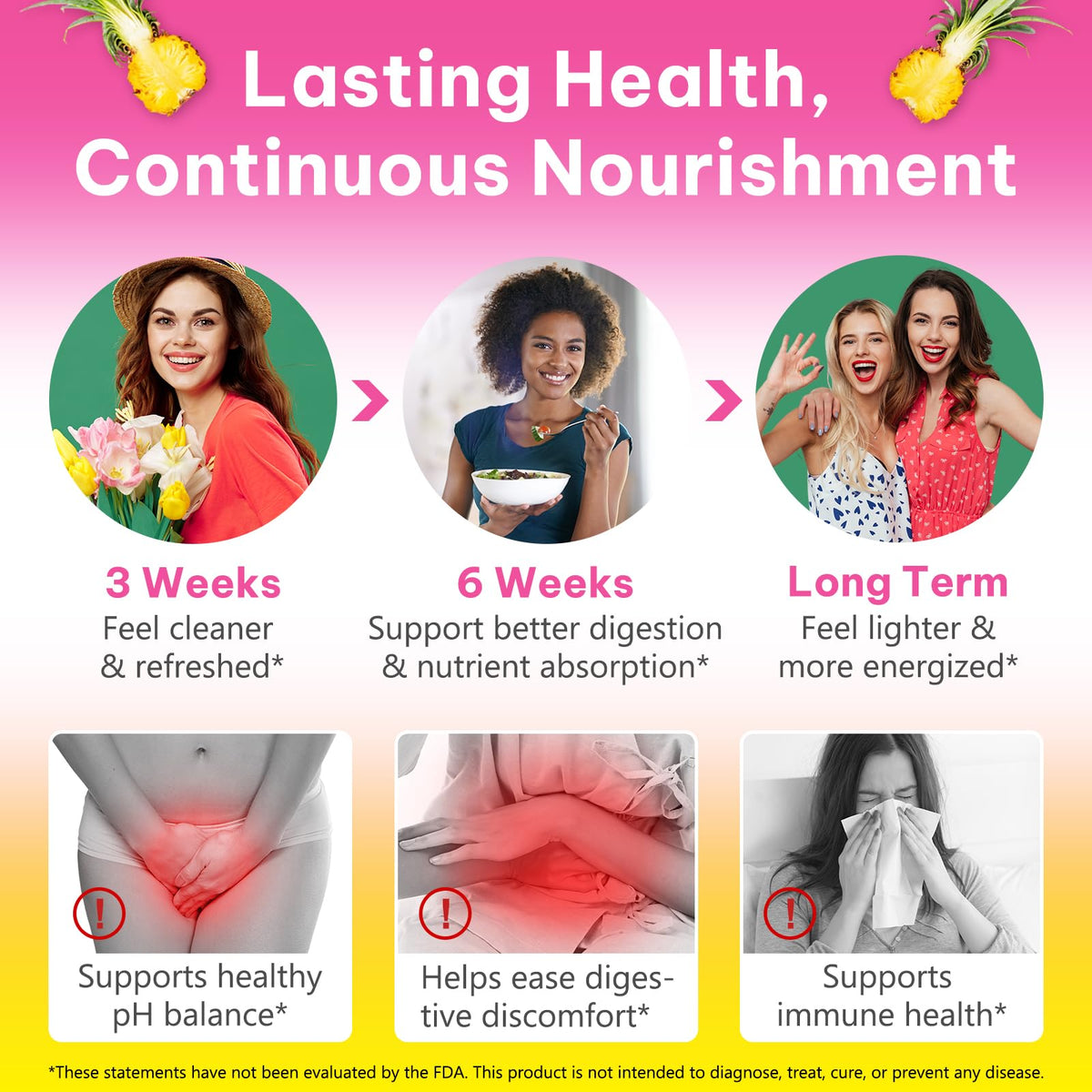 WeiWeiLa Feminine Probiotics Gummies for Women Probiotic Gummies with Slippery Elm | Natural Pineapple Flavor | Supports Feminine pH Balance & Comfort | 60 Vegan Gummie for Daily Wellness WeiWeiLaBuy Supplements Australia