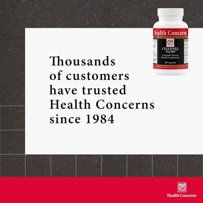 Health Concerns Channel Flow – Muscle Relaxation & Pain Support Supplement for Men & Women – Corydalis Root Extract – Chinese Herbal Formula for Headaches, Joint & Menstrual Discomfort – 60 Capsules