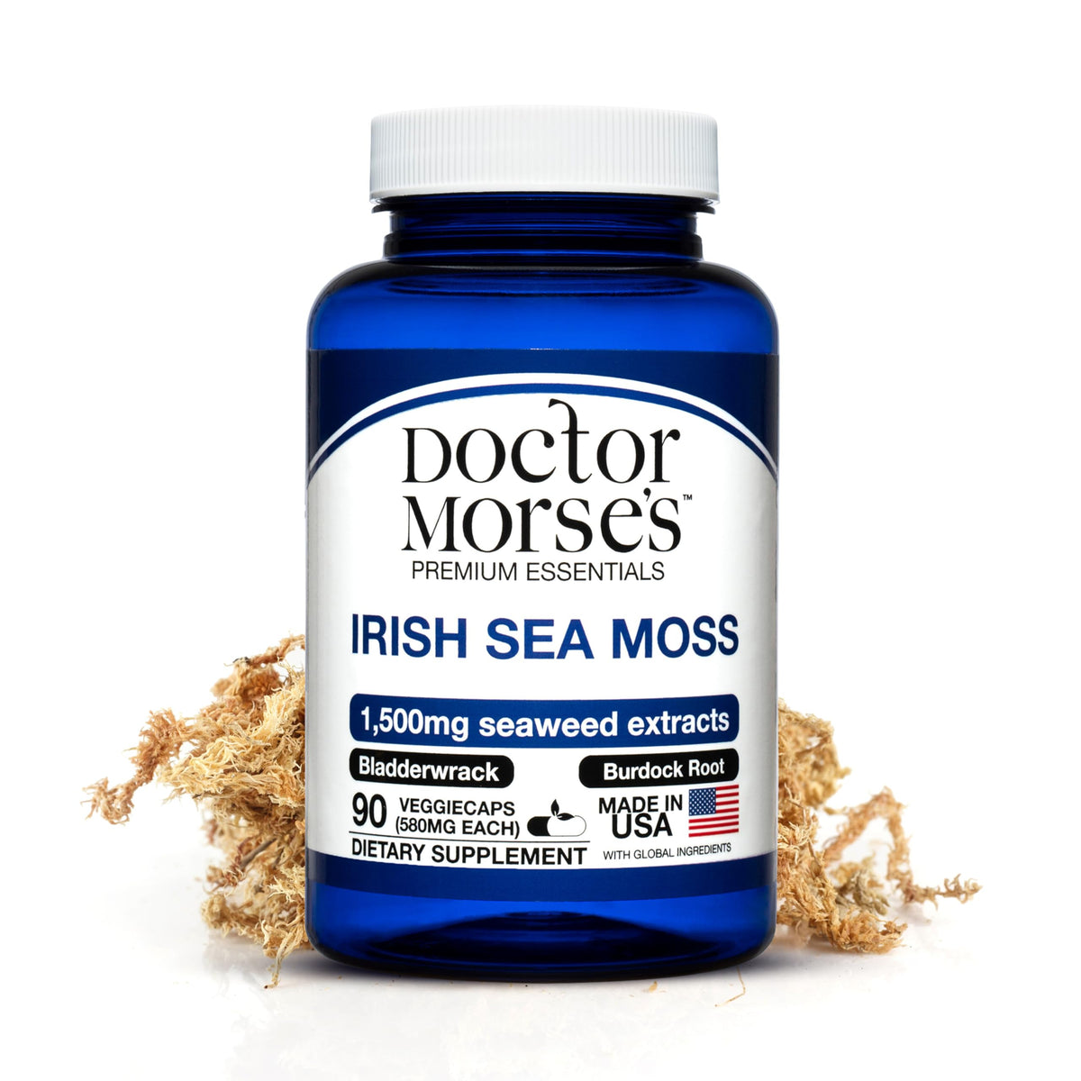 Irish Sea Moss Advanced Supplement Capsules 1500mg, Ultra Potent Seamoss Advanced with Bladderwrack & Burdock Root, Made in FDA-Registered, NSF-Certified Facility, Overall Health Support, 90 Capsules Doctor Morse'sBuy Supplements Australia