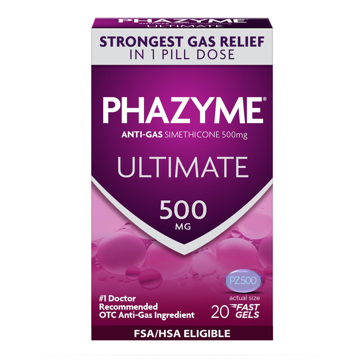 Phazyme Ultimate Strength Anti-Gas 500 mg Simethicone Gas Relief for Adults, Fast Gels Quickly Ease Bloating, Pressure and Discomfort, 20 Count Phazyme buy supplements Au