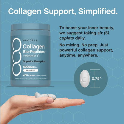 NeoCell Collagen Peptides Pills | 400 Caplets | Grass Fed | with Vitamin C | Superior Absorption Formula | for Women and Men NeoCell buy supplements Au