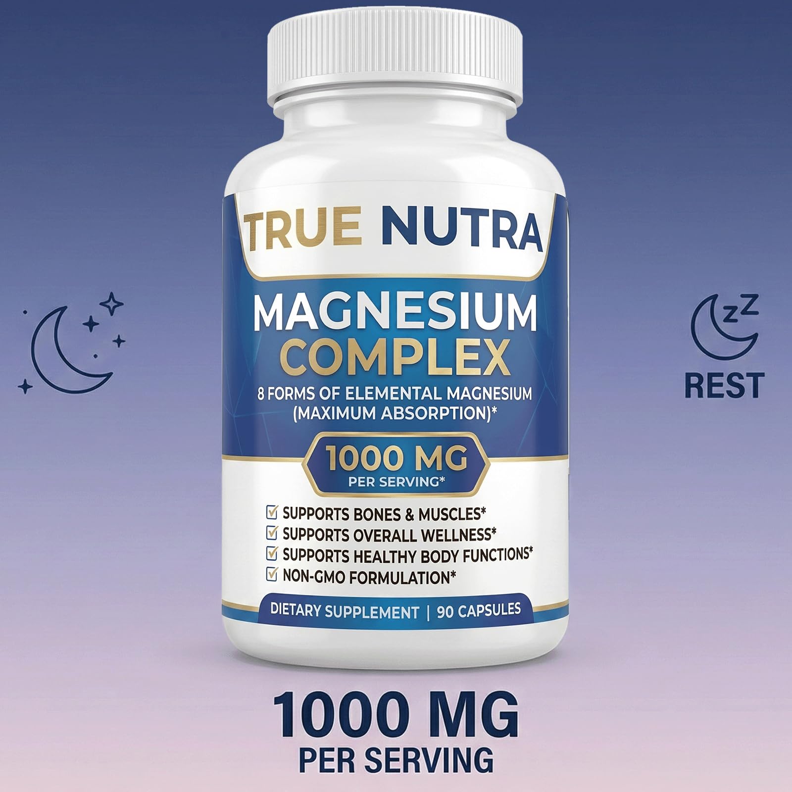 True nutra Magnesium Complex，Advanced 8-in-1 Magnesium Blend，Glycinate, Citrate, Malate, Taurate etc，High Formula，90 Capsules true nutra buy supplements Au