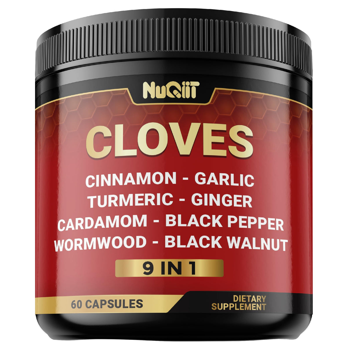 9in1 Clove Supplement Rich in Vitamins & Minerals for Digestive, Immune System, Bone & Heart Health with Cinnamon, Turmeric, Ginger, Cardamom, Garlic, Wormwood, Black Walnut - 60 Capsules - 30 Days NUQIITBuy Supplements Australia