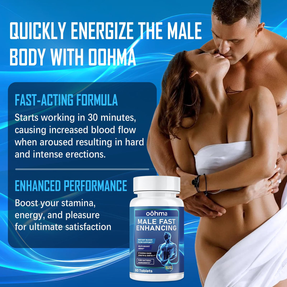 Oohma New Male Enhancing Supplement, Designed to be Fast Acting for Blood Flow to Gain Length & Girth + Stamina, Maca, Epimedium, and Other Natural Ingredients, 3rd Party Tested Supplement 60 Tablets Oohma buy supplements Au