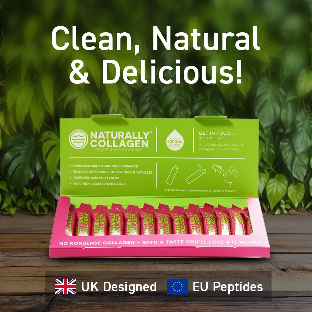 Naturally Collagen - Premium Hydrolyzed Liquid Marine Collagen Supplement - 8000mg of Collagen per Sachet Plus 180mg VIT C - Natural Tropical Fruit Flavour - 14 Sachets per Box Naturally Collagen buy supplements Au