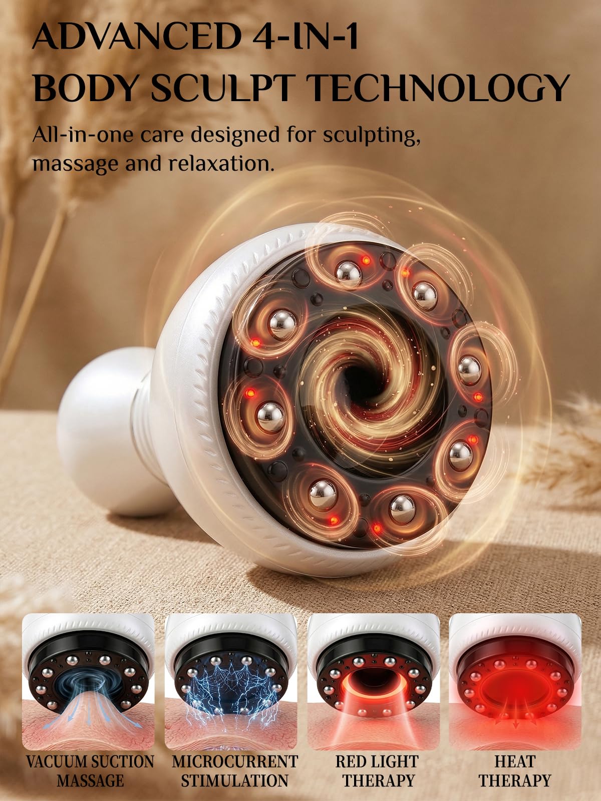 Electric Cupping Massager for Body with Suction, Microcurrent, Red Light & Heat, Lymphatic Drainage Massager, 12 Intensity Body Sculpting Machine, Cellulite Massage Tool for Arms Legs Waist Back-White FEEOLA buy supplements Au