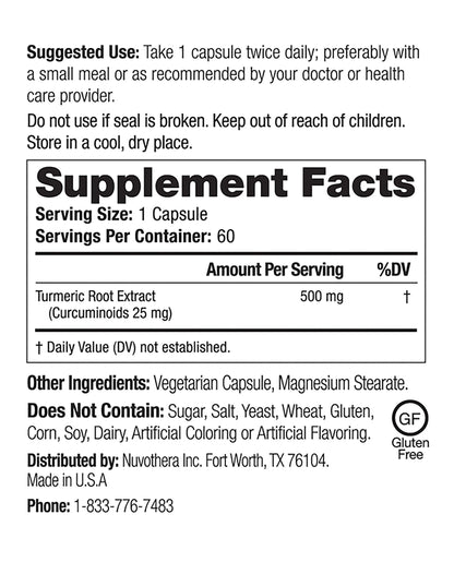 Nuvothera Super-Micronized Turmeric Curcumin Capsules Rapid Absorption, Whole Root, Non-GMO, Skin, Gut Health & Antioxidants (1 Month Pack (60 Capsules)) Nuvothera buy supplements Au