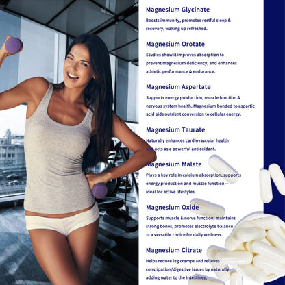 Magnesium Complex 1000mg with 8 Types - Glycinate, Citrate, Malate - Supports Muscle Relaxation, Bone Health, Energy Production & Sleep - High Absorption, Non-GMO, Vegan Capsules, 90 Count (001) ZYGCDZ buy supplements Au