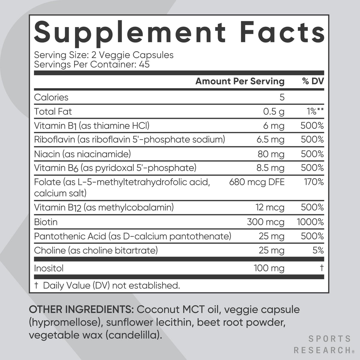 Sports Research Vitamin B-Complex - Full Spectrum of B Vitamins - 90 Liquid Veggie Capsules Sports Research buy supplements Au