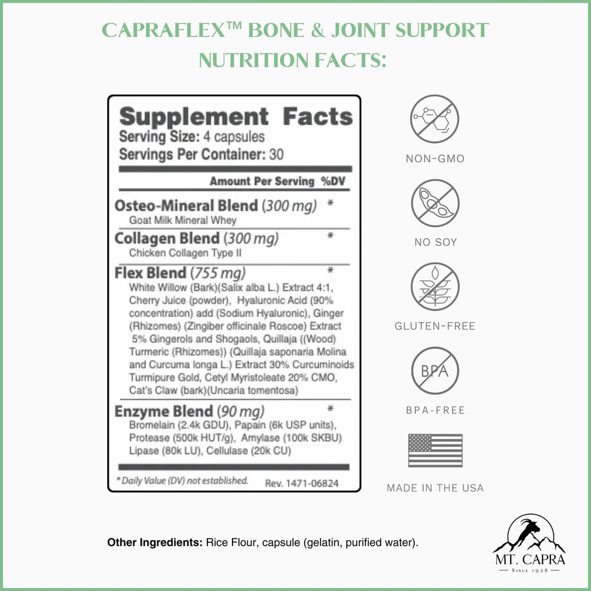 CapraFlex by Mt. Capra | Bone and Joint Support Supplement with Chicken Collagen, Hyaluronic Acid, Turmeric, and Herbs for Joint Vitality | 30 Servings - 120 Capsules Mt CapraBuy Supplements Australia