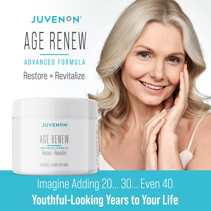 Juvenon AgeRenew Beta Glucan Anti Aging Immunity Support Supplement, Beta Glucan with Zinc Quercetin for Immune Defense Boost Juvenon buy supplements Au