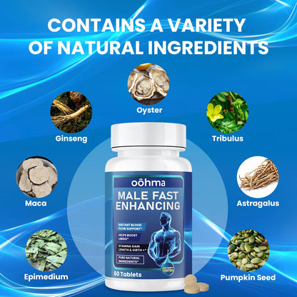 Oohma New Male Enhancing Supplement, Designed to be Fast Acting for Blood Flow to Gain Length & Girth + Stamina, Maca, Epimedium, and Other Natural Ingredients, 3rd Party Tested Supplement 60 Tablets Oohma buy supplements Au