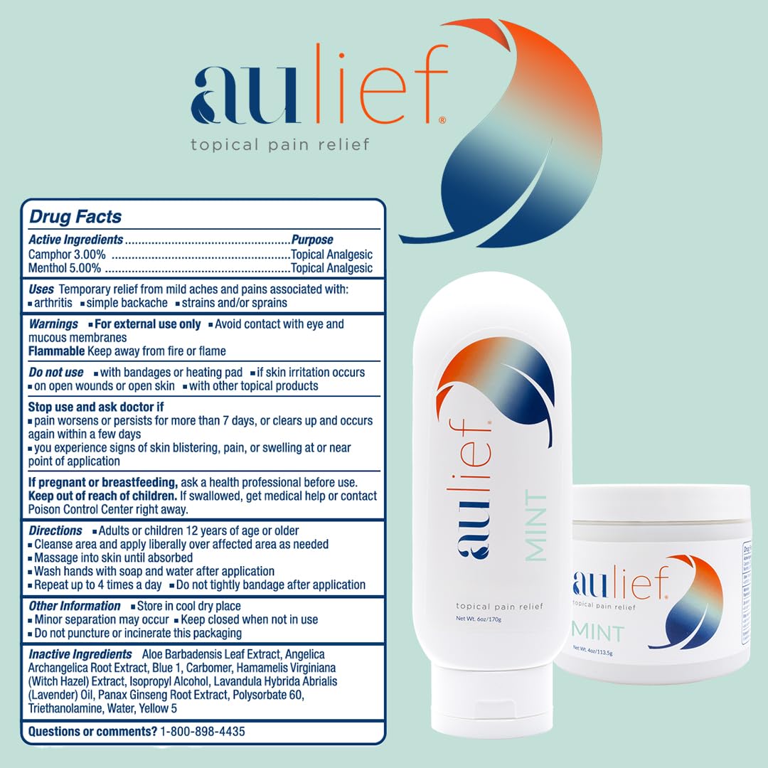 China-Gel Aulief Pain Relief Cream Arthritis & Muscle Rub for Sore Muscles & Joint Pain, Neck, Knee & Back Aches, Premium Mint Green Topical Gel, 8 oz Jar China-GelBuy Supplements Australia