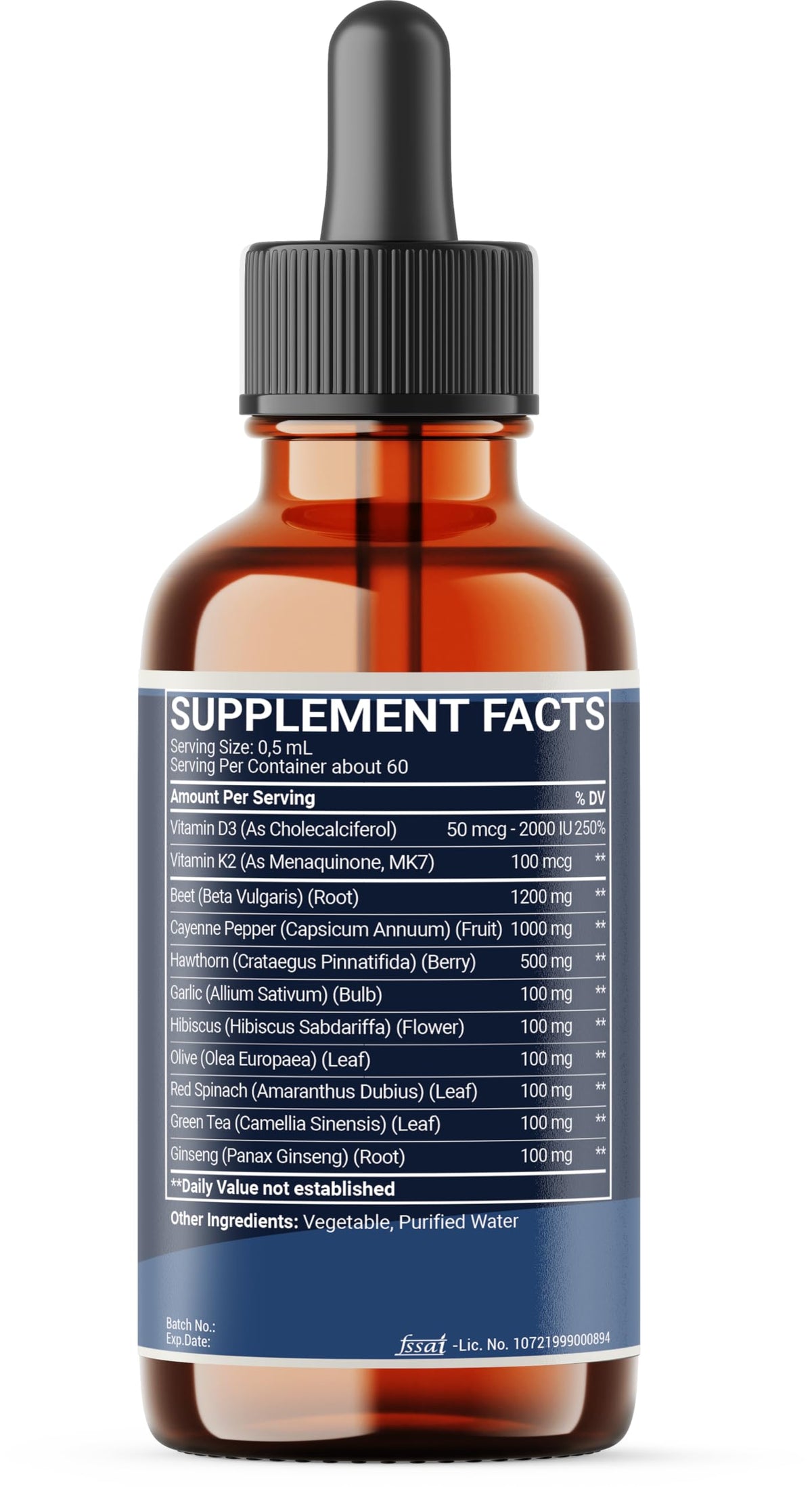 11in1 Beet Root Liquid Drops - Support Overall Wellness - with Vitamin D3, Vitamin K2, Hawthorn Berry, Cayenne Pepper, Garlic, Hibiscus, Olive, Red Spinach, Green Tea - 1 FL Oz - 60 Day Supply MeciscoBuy Supplements Australia