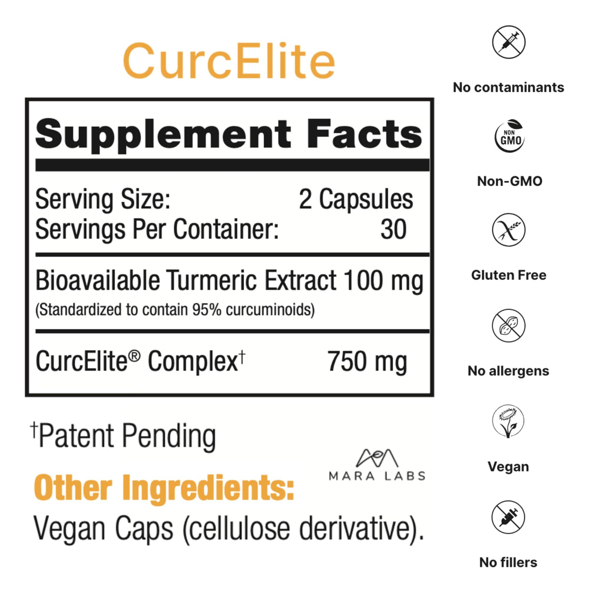Mara Labs CurcElite Curcumin | Turmeric Extract 95% Curcuminoids | Vegan, No Fillers, and Non-GMO | 60 Vegan Capsules BrocElite buy supplements Au