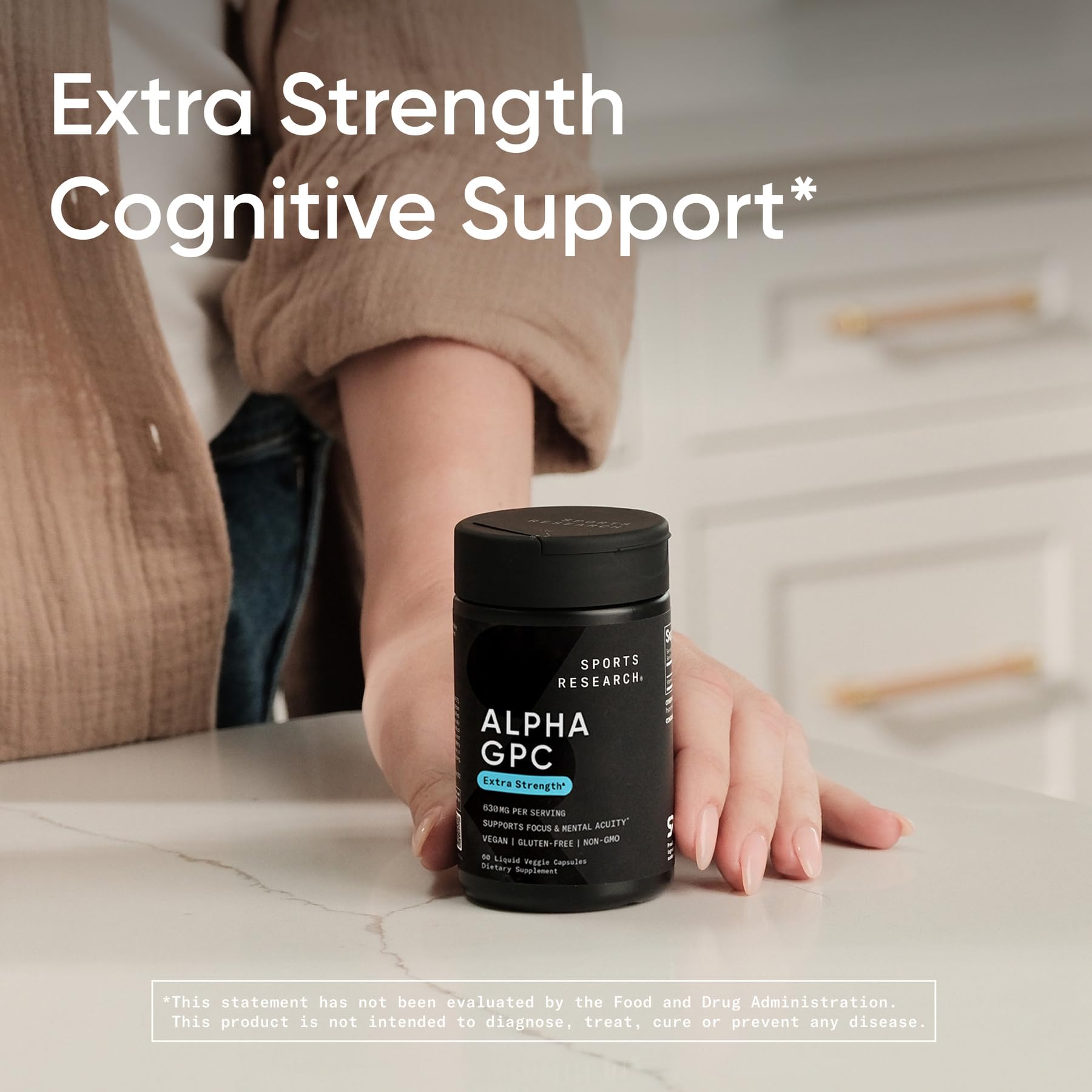 Sports Research® Alpha GPC 630mg (Extra Strength) - Bioavailable Source of Choline - Focus & Cognitive Support for Women & Men - Vegan Certified · Non-GMO · Gluten Free - 60 Liquid Capsules Sports Research buy supplements Au