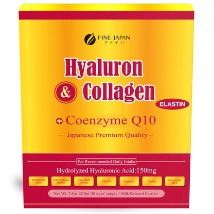 FINE JAPAN Premium Marine Collagen Powder with Hyaluronic Acid, CoQ10 & Elastin - Non-GMO - 30 Servings (210g / 7.4oz) Made in Japan FINE JAPAN buy supplements Au