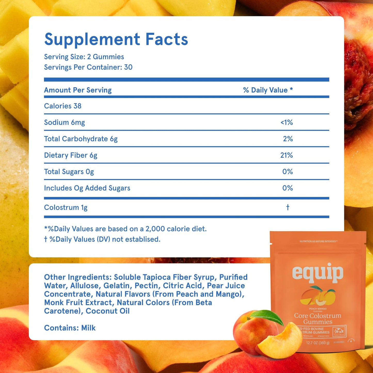 Equip Foods Core Bovine Colostrum Powder - 3,000mg Grass Fed Colostrum Supplement - Gut Health, Immunity, Recovery Lactoferrin Supplements - Keto Friendly Bovine Colostrum, 30 Servings, Unflavored