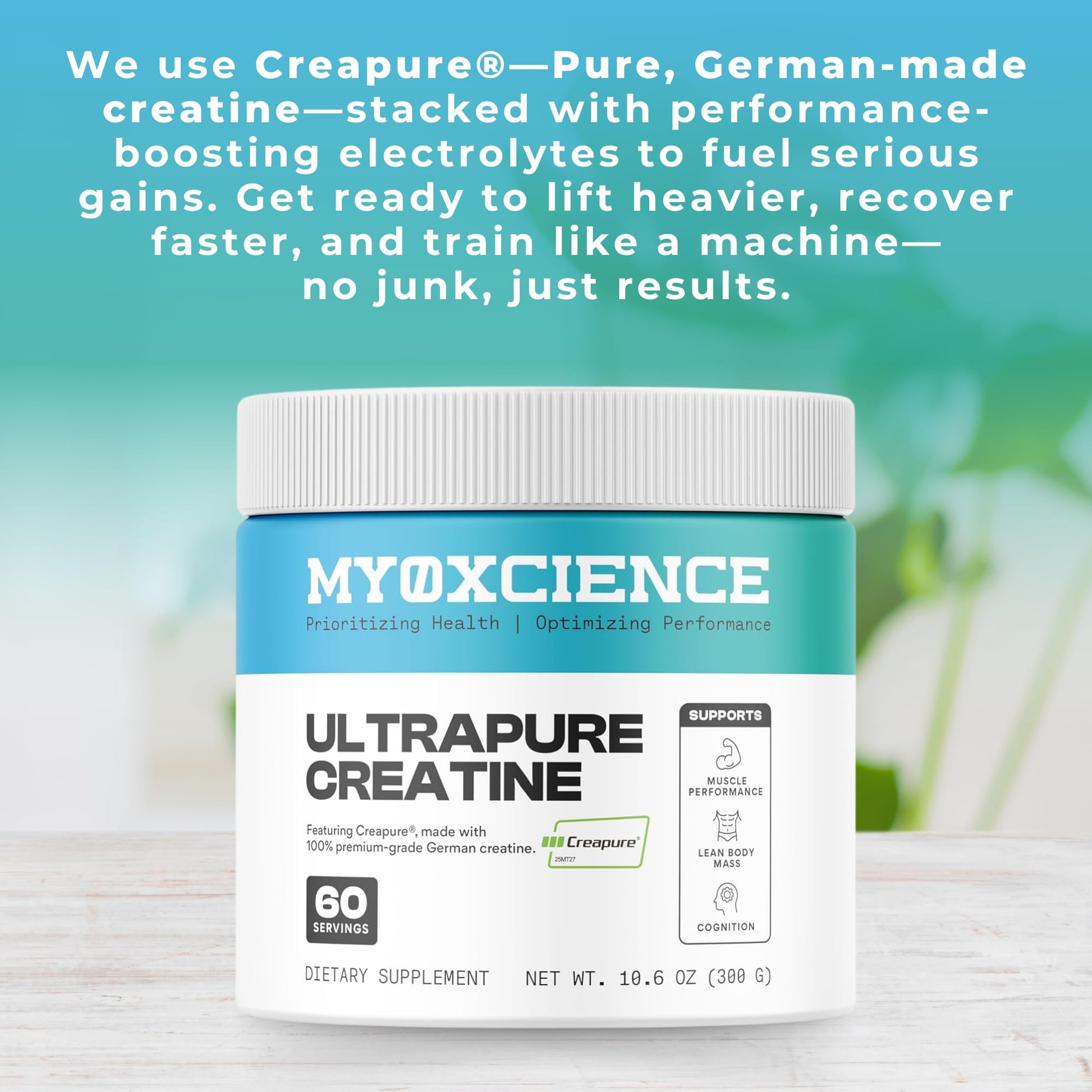 MYOXCIENCE Creapure® Creatine Monohydrate | Supports Strength & Muscle Mass, Cognition and Lean Body Mass | Unflavored 60 Servings MYOXCIENCE buy supplements Au