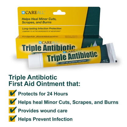 CareAll Triple Antibiotic Ointment 1.0 oz (4 Pack), First Aid Ointment for Minor Scrapes, Cuts, and Burns to Help Prevent Infection, Compare to The Active Ingredients of The Leading Brand CareAll buy supplements Au