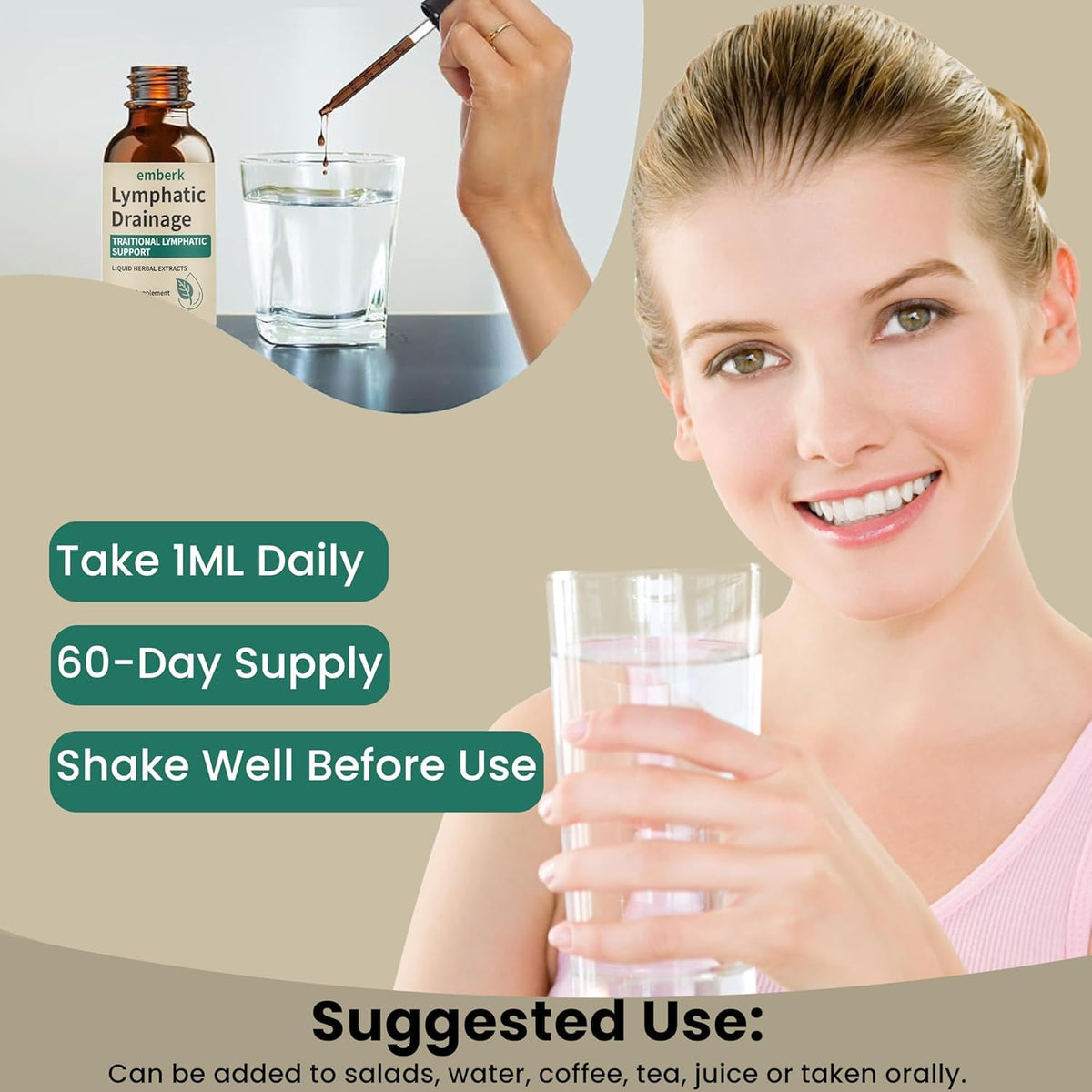 Lymphatic Drainage Drops, 2000mg Herbal Blend with Elderberry & Echinacea Dandelion，– Supports Lymphatic Drainage