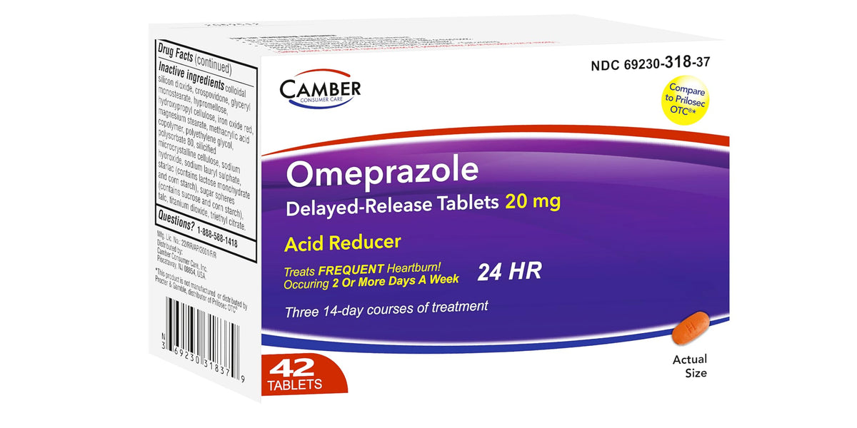Camber Omeprazole 20mg Delayed-Release Tablets, Heartburn and Acid Reducer Reflux Medicine (42 Count) CAMBER PHARMACEUTICALS, INC buy supplements Au