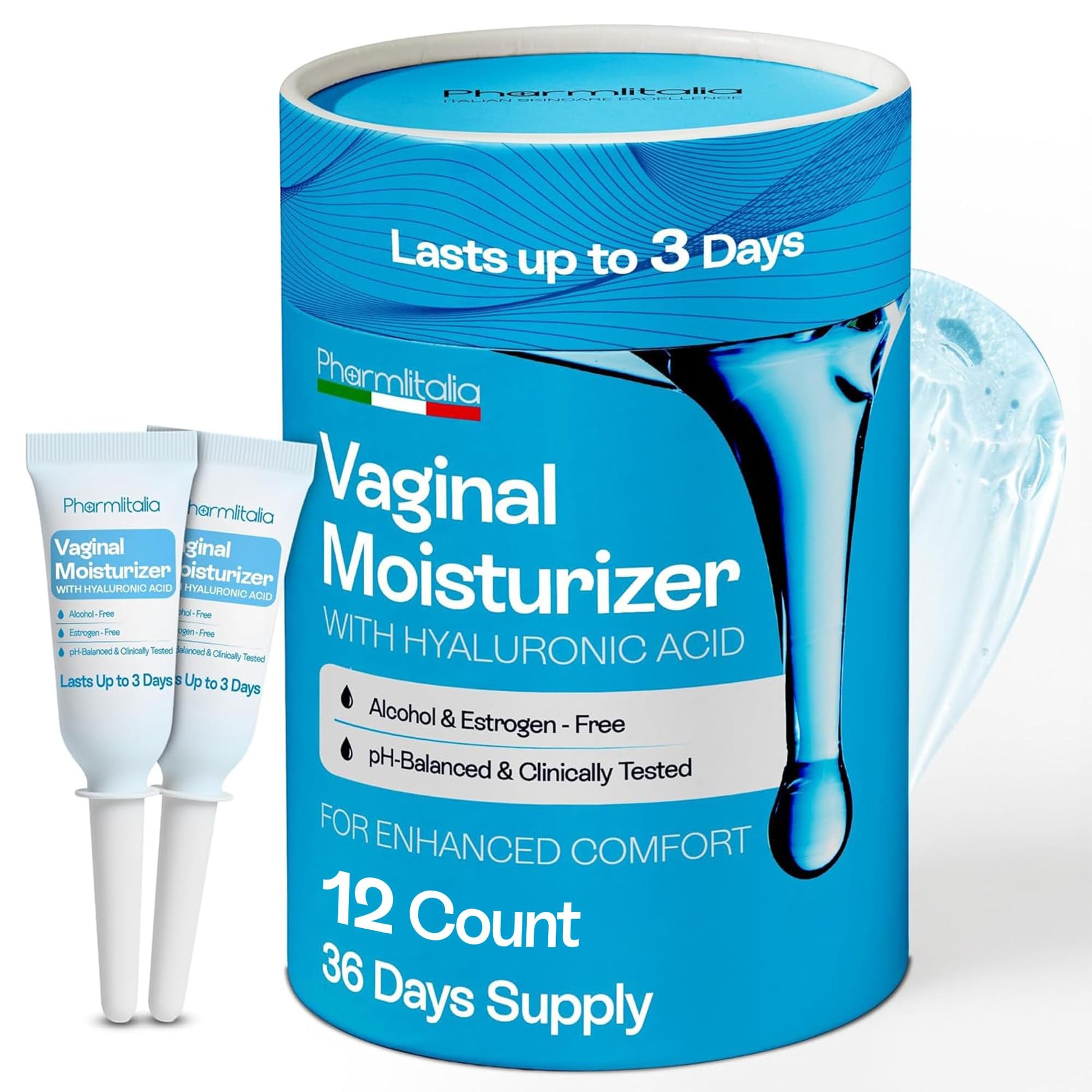 Pharmlitalia Vaginal Moisturizer Gel for Vagina Health, Moisturizer Applicators for Vaginal Dryness Relief and Long Lasting Wetness - Pre and Post Menopausal - 12 Pre Filled Applicators Pharmlitalia buy supplements Au