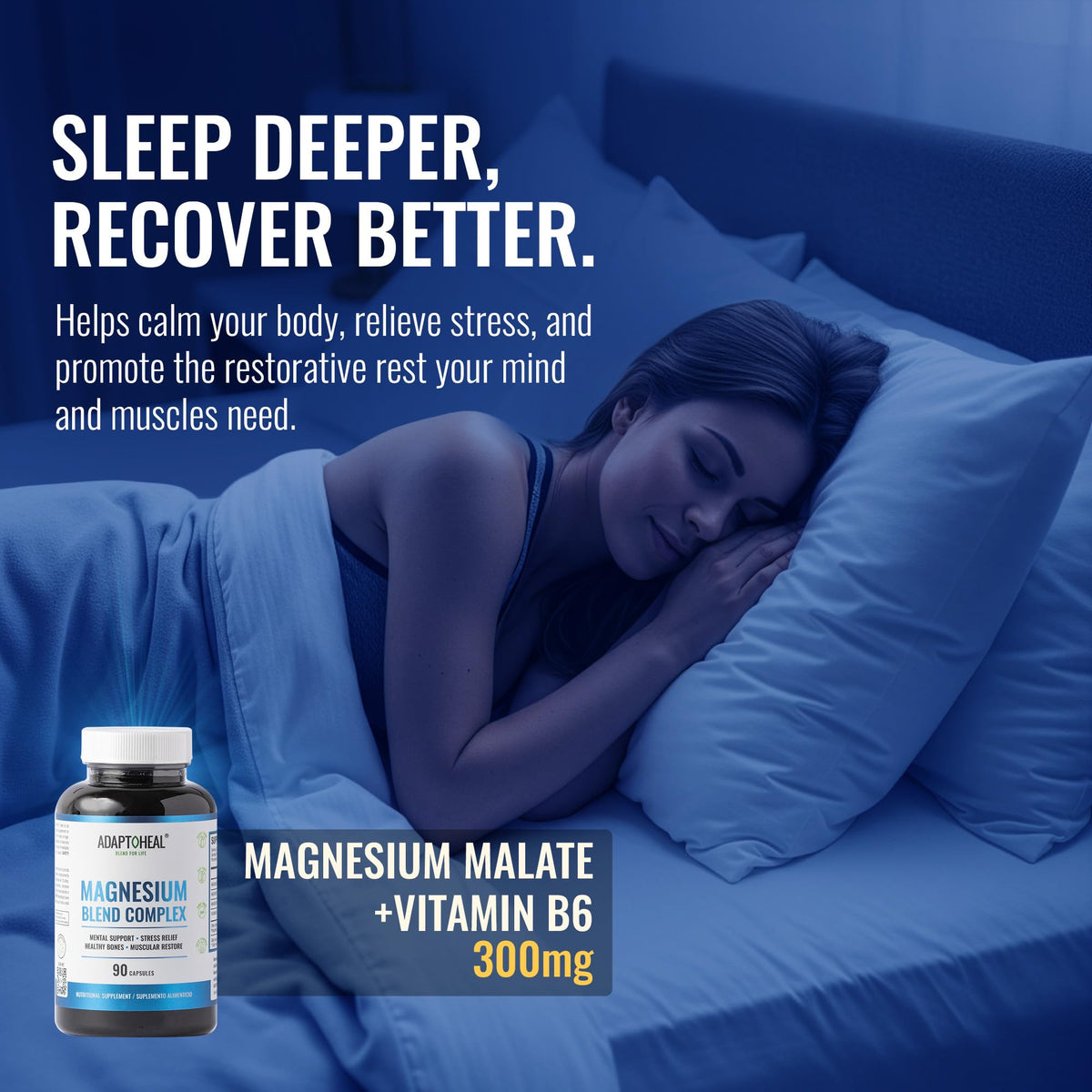 ADAPTOHEAL Magnesium Complex – Glycinate, Malate & Citrate with Vitamin B6, Sleep Support, Stress Relief, Muscle Relaxation, Nervous System Support – 90 Capsules ADAPTOHEAL buy supplements Au